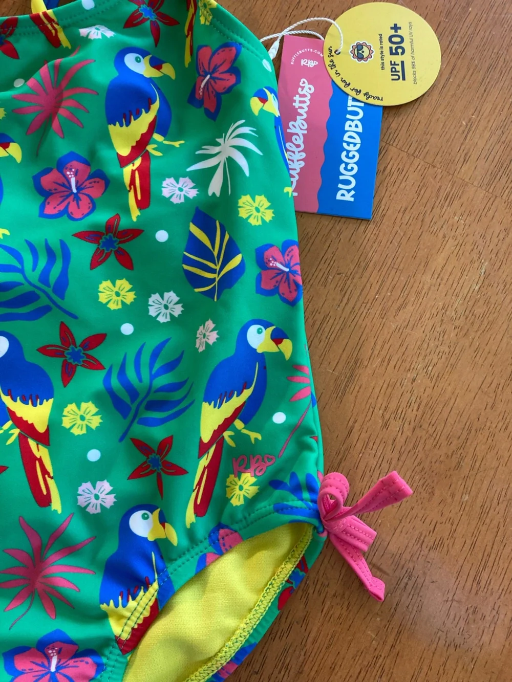 RuffleButts Parrot Palms Cross-Back One Piece Swimsuit - NWT!  3T